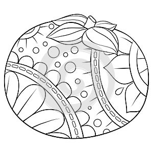 Adult coloring book,page a cute fruit with ornaments image for relaxing.Zen art style illustration for print