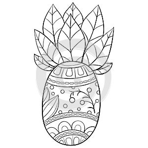 Adult coloring book,page a cute pineapple with ornaments image for relaxing.Zen art style illustration for print