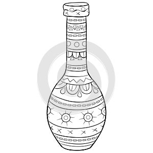 Adult coloring book,page a cute vase with ornaments image for relaxing.Zen art style illustration for print