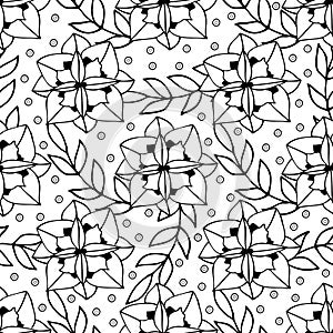 Adult coloring book page design with floral seamless pattern