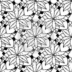 Adult coloring book page design with floral seamless pattern