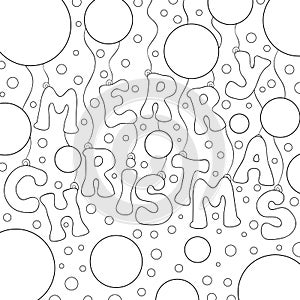 Adult coloring page ,book with decoration balls with letterin for relaxing.