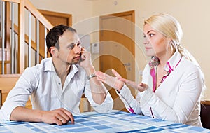 Adult couple having serious talking