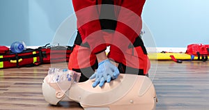 Adult CPR training and First Aid Instruction. First Aid Cardiopulmonary Resuscitation, How to do the CPR Technique
