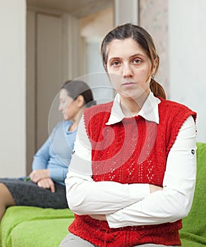 Adult daughter and mother having conflict