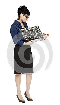Business Woman Reading File
