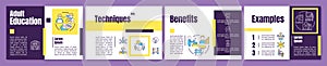 Adult education yellow and purple brochure template