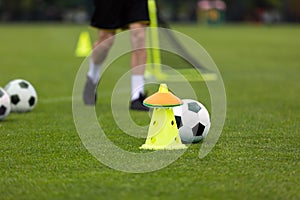 Adult Football Player on Training Unit. Running Footballer on Practice