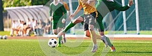 Adult Football Players Compete in Soccer Match