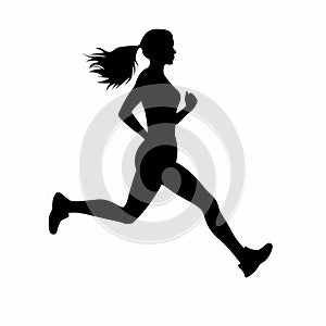 an adult girl running with white background Shillouette Pictures