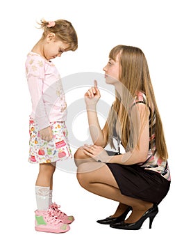 Adult girl swearing little girl photo