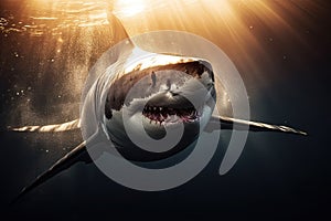 An adult great white shark, ai-generated artwork