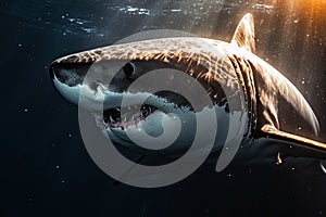 An adult great white shark, ai-generated artwork