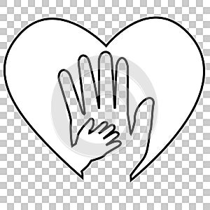 Adult Hand and Baby Hand at Love Shape