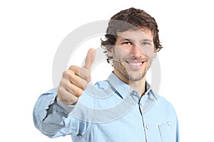 Adult happy man agreement gesturing thumbs up