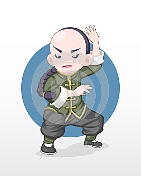Adult Kung Fu fighter in fighting stance illustration