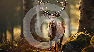 Adult male of Eld's deer, Panolia eldii, living in natural habitat, a species reintroduction