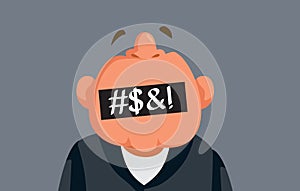 Adult Man Cursing Using Foul Language Vector Cartoon Illustration