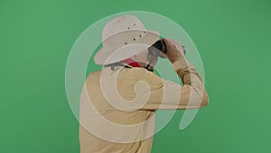 Adult Man Explorer Watching Through Binoculars