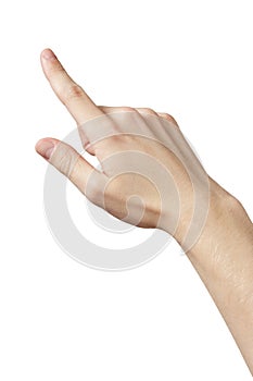 Adult man hand clicking or pressing something