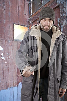 Adult man holding knife