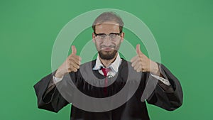 Adult man judge approving with thumbs