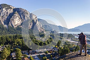 Adult Man Photographing Squamish British Columbia