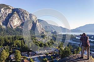 Adult Man Photographing Squamish British Columbia