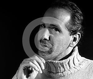 Adult man portrait thinking expression