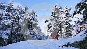 Adult man in red walking