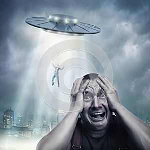 Adult man scared by UFO