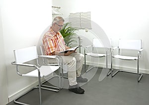 Adult man waiting in waitingroom