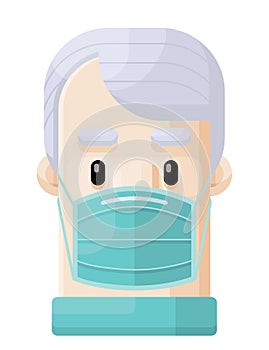 Adult Man Wearing a Face Mask Flat Vector Illustration Icon