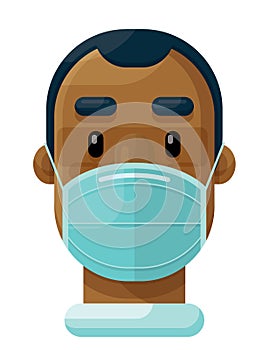 Adult Man Wearing a Face Mask Flat Vector Illustration Icon Avatar II