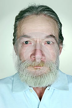 Adult old man with gray hair