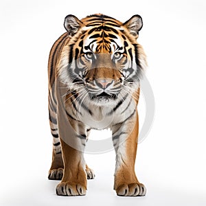 An adult tiger isolated on white background.