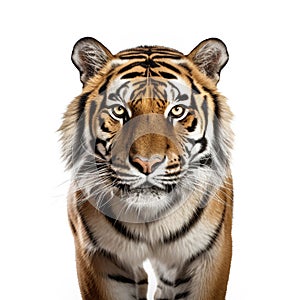 An adult tiger isolated on white background.