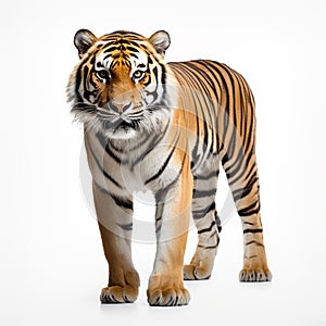 An adult tiger isolated on white background.