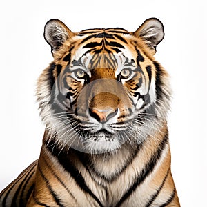 An adult tiger isolated on white background.