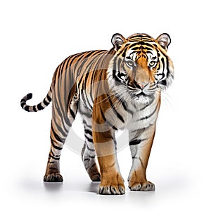 An adult tiger isolated on white background.