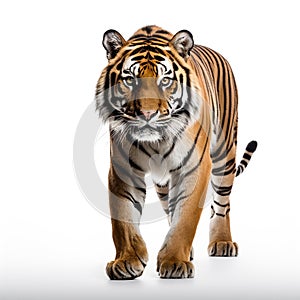 An adult tiger isolated on white background.