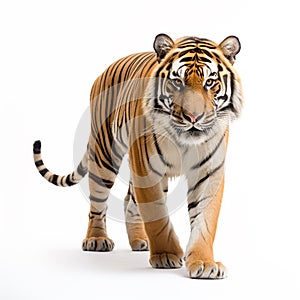 An adult tiger isolated on white background.