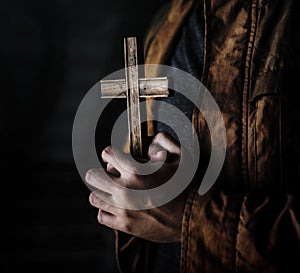 Adult Woman Hands Holding Cross Praying for God Religion