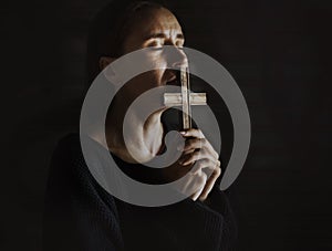 Adult Woman Hands Holding Cross Praying for God Religion