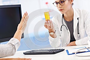 Adult woman having a visit at female doctor`s office