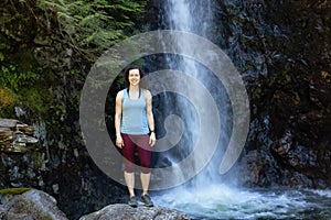 Adult Woman hiker at Norvan Falls photo
