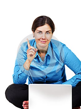 Adult woman with laptop computer