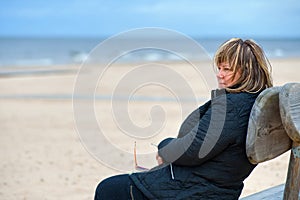 Adult woman at the sea