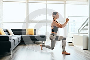 Adult Woman Training Legs Doing Inverted Lunges Exercise