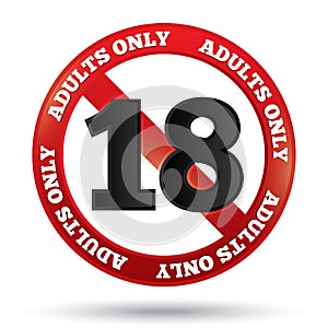 Adults only content sign. Vector age limit icon